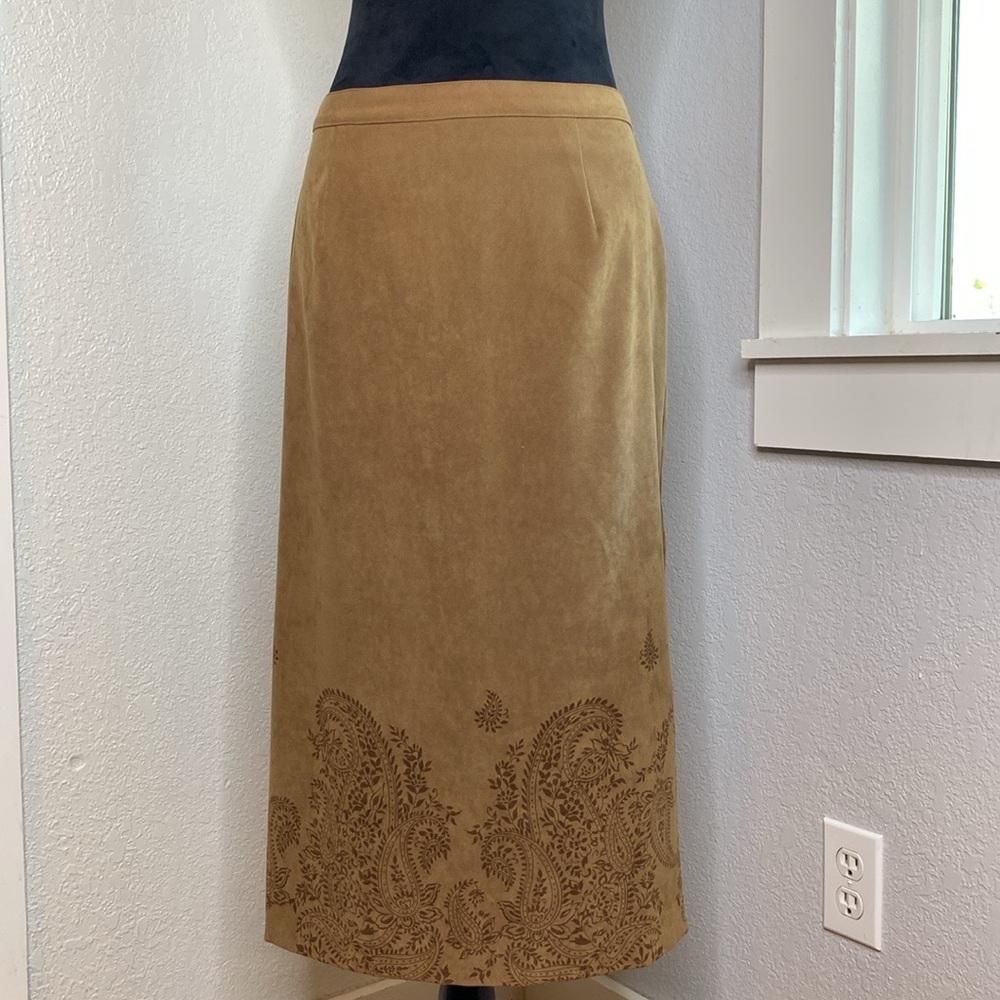 Vintage Y2K Norton McNaughton Tan & Brown Paisley Midi Skirt